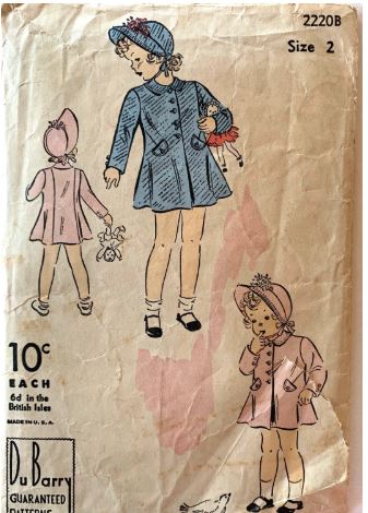 Toddler Winter Coat & Bonnet Hat Vintage Sewing Pattern DuBarry 2220B Size 2