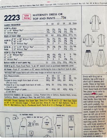 70s Maternity Clothing Mini Dress Top & Straight Leg Pants Clothes Vintage Sewing Pattern McCalls 2223 B36