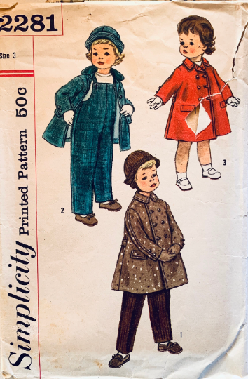 Toddler Kids Swing Coat Double Breasted Coats Snowsuit Sewing Pattern Simplicity 2281 Size 3