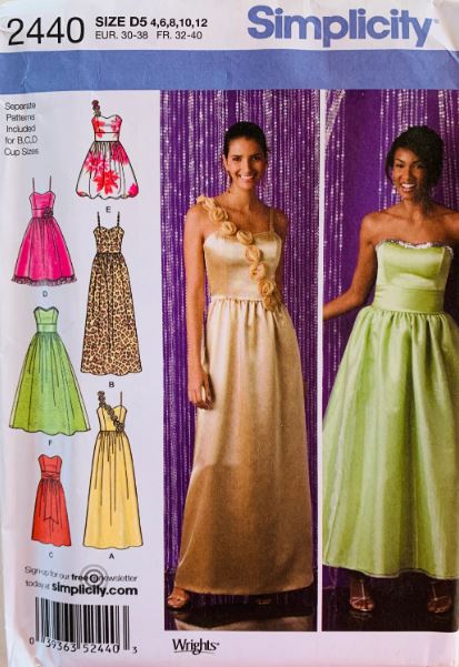 Strapless Tea Length Dress One Shoulder Maxi Fancy Prom Dresses Special Occasion Bridesmaid Wedding Petite Sewing Pattern Simplicity 2440 4 6 8 10 12