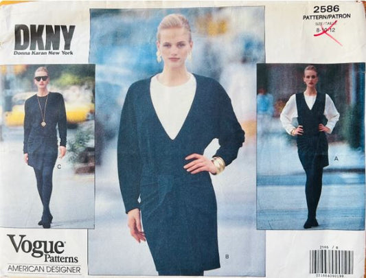 90s Wrap Dress Jumper Dresses Designer Donna Karan DKNY Petite Vintage Sewing Pattern Vogue 2586 8 10 12