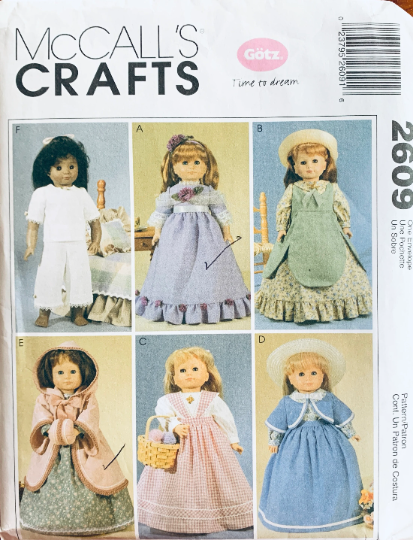 18 Inch Doll Clothing Historical Dress Victorian 1800s Wardrobe Gotz Sewing Pattern McCalls 2609