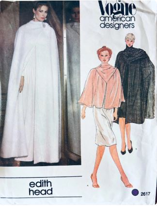 80s Cape in 3 Lengths Opera Capes Edith Head Designer Vogue Vintage Petite Sewing Pattern Vogue 2617 B32
