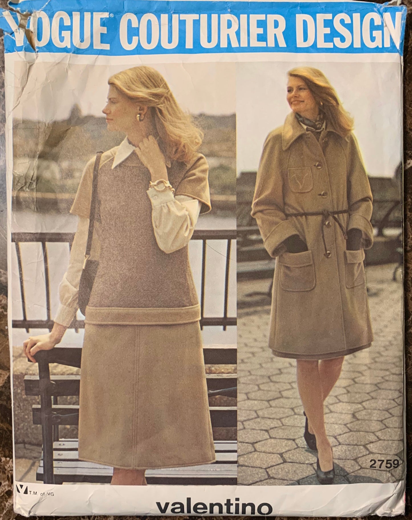 70s Raglan Sleeve Coat A Line Skirt Fitted Knit Top Straight Leg Pants Valentino Designer Petite Vintage Sewing Pattern Vogue Couturier Design 2759 B32