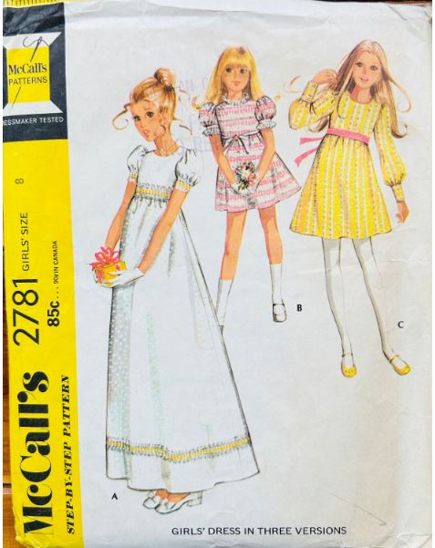 Girls Fancy Dresses Flower Girl First Communion Maxi Dress Wounded Bird Vintage Sewing Pattern McCalls 2781 Size 8