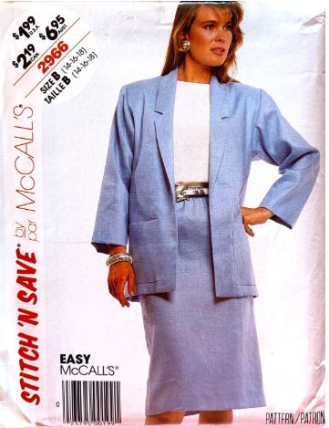 80s Loose Jacket & Straight Skirt Womens Suit Easy Plus Size Vintage Sewing Pattern McCalls 2966 B36-40