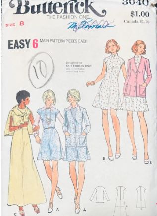 70s Cap Sleeve Dress Flared Skirt & Matching Blazer Cardigan Jacket Easy Vintage Petite Sewing Pattern Simplicity 3040 B31