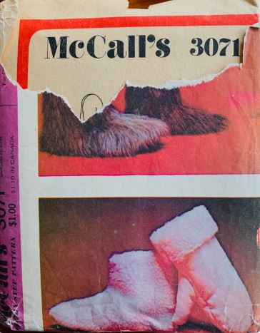 70s Fur Trimmed Slippers Bootees Booties Boots & Mittens Vintage Sewing Pattern McCalls 3071