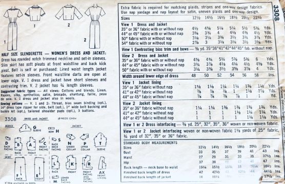 50s Fitted Sheath Dress Petite Vintage Wounded Bird Sewing Pattern Simplicity 3308 B33