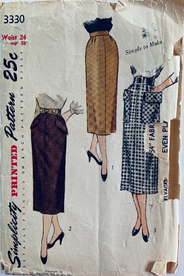 50s Midi Skirt with Ginormous Pockets Petite Vintage Sewing Pattern Simplicity 3330 W24