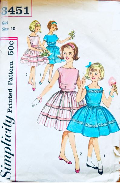 Girls Fit N Flare Sundress Party Dress Summer Sun Dress Vintage Sewing Pattern Simplicity  3451 10