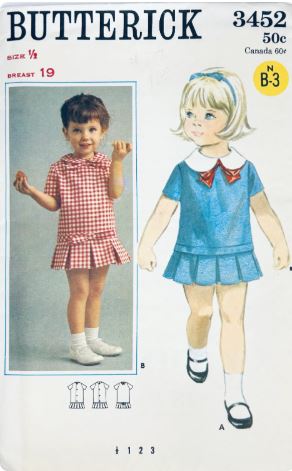 Baby Infant Peter Pan Collar Drop Waist Pleated Skirt Summer Dress Sewing Pattern Butterick 3452 Size 6 mos