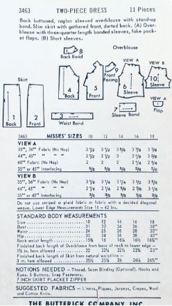 60s Womens Suit Two Piece Dress w/ Standaway Collar Top & Skirt Petite Vintage Sewing Pattern Butterick 3463 B32