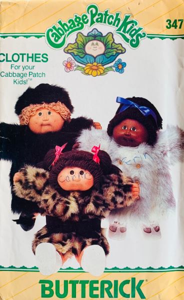 Cabbage Patch Faux Fur Doll Coat Sewing Pattern Coats for Dolls Butterick 347