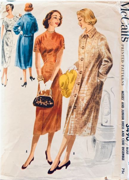 50s Fitted Princess Seam Dress & Spring Coat Vintage Petite Sewing Pattern McCalls 3490 B29