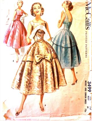 50s Fit N Flare Cocktail Special Occasion Dress w/ Big Bow Petite Wedding Vintage Sewing Pattern McCalls 3499 B32