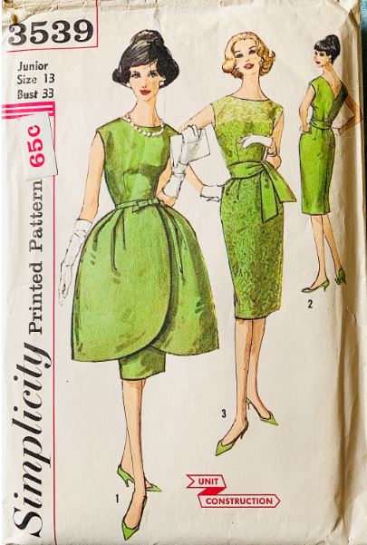 60s Tulip Hem Cocktail Dress Fancy Dresses Sleeveless Vintage Sewing Pattern Simplicity 3539 B