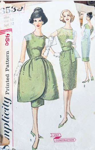 Simplicity 3539 32, 50s Sheath Dress Pattern, Overskirt Sewing Pattern, Cocktail Dress Petite Pattern, Sleeveless Dress Pattern, Special Occasion Dress