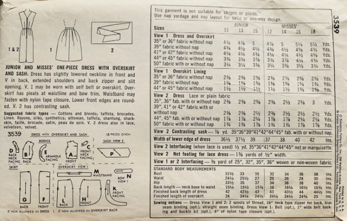 Simplicity 3539 32, 50s Sheath Dress Pattern, Overskirt Sewing Pattern, Cocktail Dress Petite Pattern, Sleeveless Dress Pattern, Special Occasion Dress