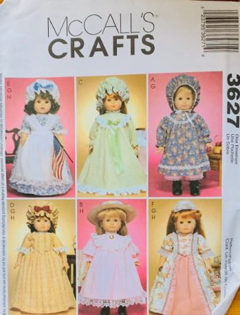 18 inch Doll Historical Dresses Betsy Ross Colonial Era Dolls Sewing Pattern McCalls 3627