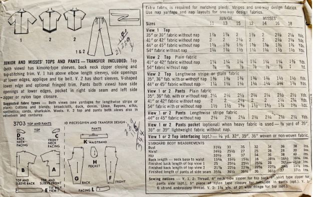 60s Skinny Pants Capris Trousers w/ Geometric Top Vintage Petite Sewing Pattern Simplicity 3703 B32