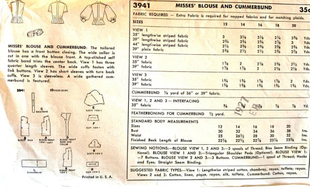 50s Classic Button Front Womens Shirt Wing Collar Sleeveless Summer Blouse Petite Vintage Sewing Pattern Simplicity 3941 B30