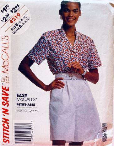 80s Skort Culottes Pant Skirt & Button Front Blouse Shirt Easy Plus Size Vintage Sewing Pattern McCalls 4219 XL