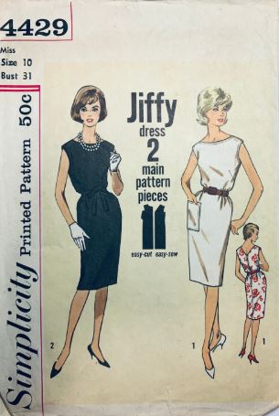 60s Sleeveless Easy Sleeveless Sheath Dress Jiffy Patterns Petite Vintage Sewing Pattern Simplicity 4429 B31