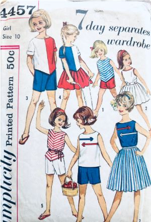 Girls 7 Day Wardrobe Summer Clothes Pattern Pleated Skirt Tops Tweens Vintage Sewing Pattern Simplicity 4457 10
