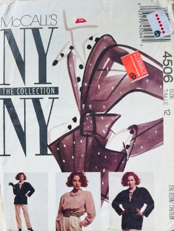 80s Womens Power Suit Pleated Pants Loose Blouse & Jacket Vintage NYNY Sewing Pattern McCalls 4506 B34