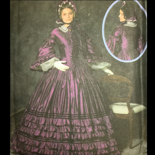 Civil War Reenactor Costume Antebellum Hoop Dress Wedding Fashion Historian Sewing Pattern Simplicity 4510 8 10 12 14
