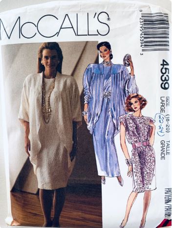 80s Butterick Cap Sleeve Dress w/ Matching Cocoon Jacket Short or Evening Length Plus Size Vintage Sewing Pattern