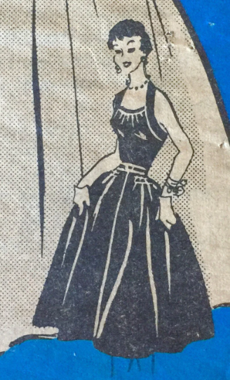 50s Gathered Bustline Halter Full Skirt Jumper Dress Peter Pan Collar Blouse Petite Vintage Sewing Pattern Anne Adams 4635 B31