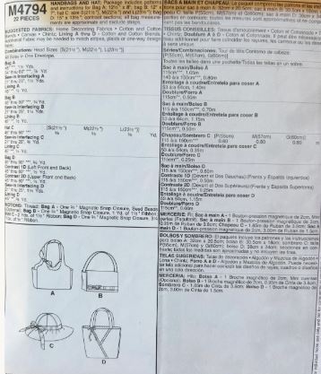 Laura Ashley Top Handle Purse Tote Bag Handbags Bags Accessories Sewing Pattern McCalls 4794