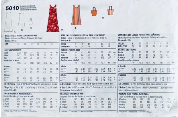 00's Sleeveless Tank Midit Sundress Summer Sun Dress & Purse Beach Bag Easy Plus Size Vintage Sewing Pattern Simplicity 5010 B31-40