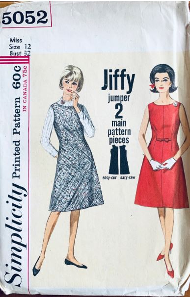 60s A Line Dress Jiffy Patterns Sleeveless Jumper Dresses EASY Petite Vintage Sewing Pattern Simplicity 5052 B32