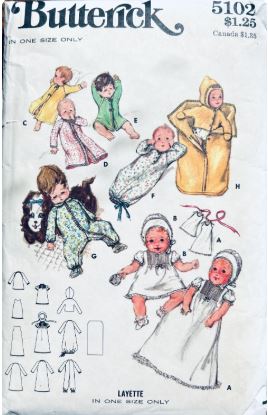 70s Baby Layette Christening Gown Baby Baptism Bonnet Petticoat Dress Vintage Sewing Pattern Butterick 5102