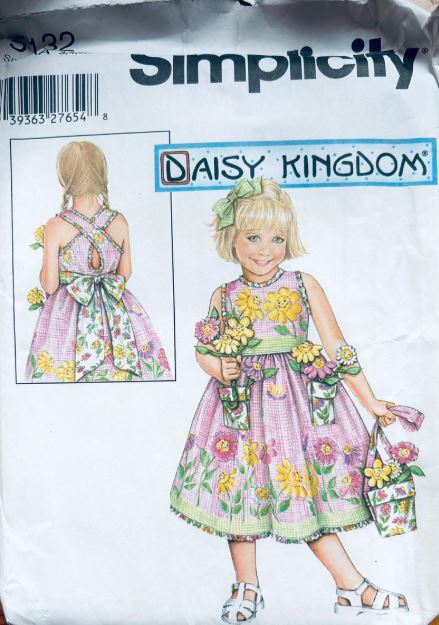 Girls Sleeveless Party Sundress Summer Fancy Sun Dress Daisy Kingdom Vintage Sewing Pattern Simplicity 5132 Size 3-6