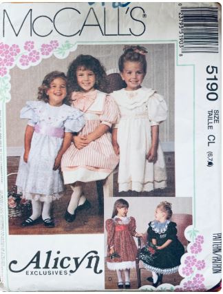 Girls Alicyn Exclusives Sailor Empire Waist Fancy Dress Vintage Sewing Pattern McCalls 5190 6 7 8