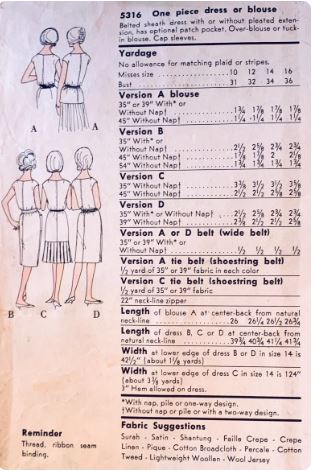 60s Pleated Hem Sheath Dress Sleeveless Modest Pullover Blouse Vintage Sewing Pattern  Vogue 5316 B34