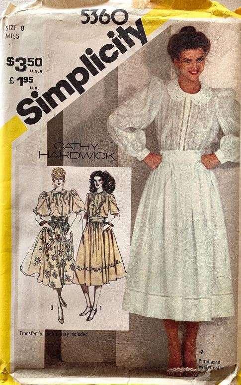 80s Two Piece Dress Pintucked Blouse Cottage Core Victorian Inspired Dirndl Skirt Cathy Hardwick Designer Petite Vintage Sewing Pattern 5360 B31