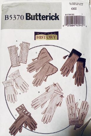 Historical Glove Gauntlet Gloves Fingerless Gloves Short Glove Glovemaking Sewing Pattern Butterick 5370 One Size
