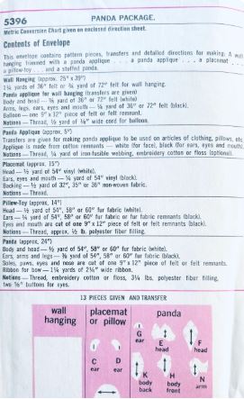 Vintage Stuffed Panda Bear Stuffie Wall Hanging Pillow Stuffy Vintage Sewing Pattern Simplicity 5396