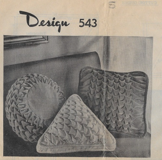 60s Mid Century Smocked Throw Pillows Bolster Boudoir Round Square Triangle Home Decor Vintage Sewing Pattern Mail Order 543