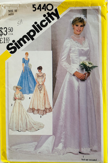 80s Victorian Inspired Wedding Gown Bridal Dress Vintage Petite Sewing Pattern Simplicity 5440 32