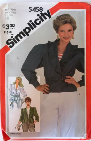 80s Ruffled Victorian Inspired Jacket Blouse Peplum Top Petite Vintage Sewing Pattern Simplicity 5458 XS