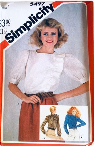 80s Ruffled Prairiecore Victorian Inspired Asymmetrical Blouse Top Petite Vintage Sewing Pattern Simplicity 5497 B31
