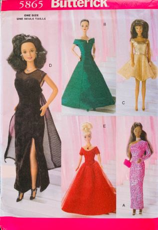 11 1/2 inch Fashion Doll Clothes Dolls Clothing Evening Gown Vintage Sewing Pattern Butterick 5865