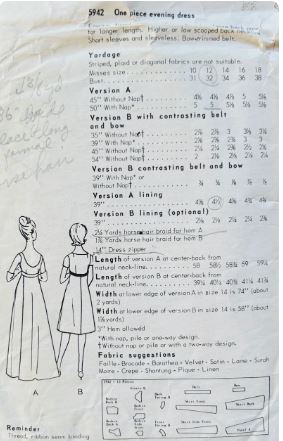 60s Empire Waist A Line Princess Seam U Back Dress Evening Gown Maxi Cocktail Dress Vintage Petite Sewing Pattern Vogue 5942 32