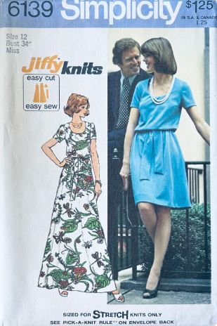 70s Blouson Scoop Neck Dress in Knee Length or Maxi Evening Dresses Vintage Sewing Pattern Simplicity 6139 B34